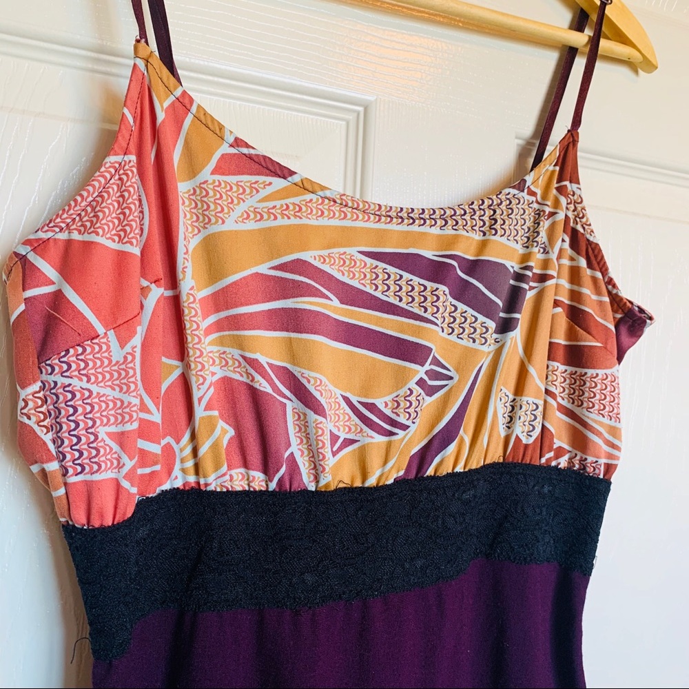 Free People Bold & Banded Plum Mini Dress